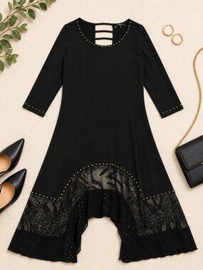 Black Embellished Hi-Low Dress – Size M (NWT)